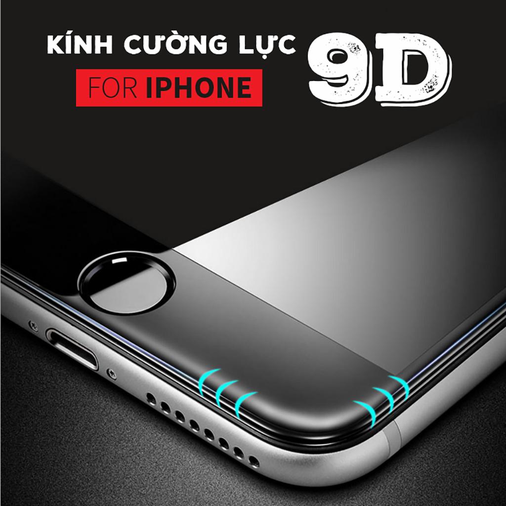 Miếng dán cường lực 9D (Tặng kèm nút HOME) Full màn cho Iphone 6/6S Trắng, Đen
