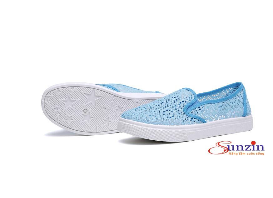 Giày lười ren nữ thoáng chân (xanh) size từ 35-40