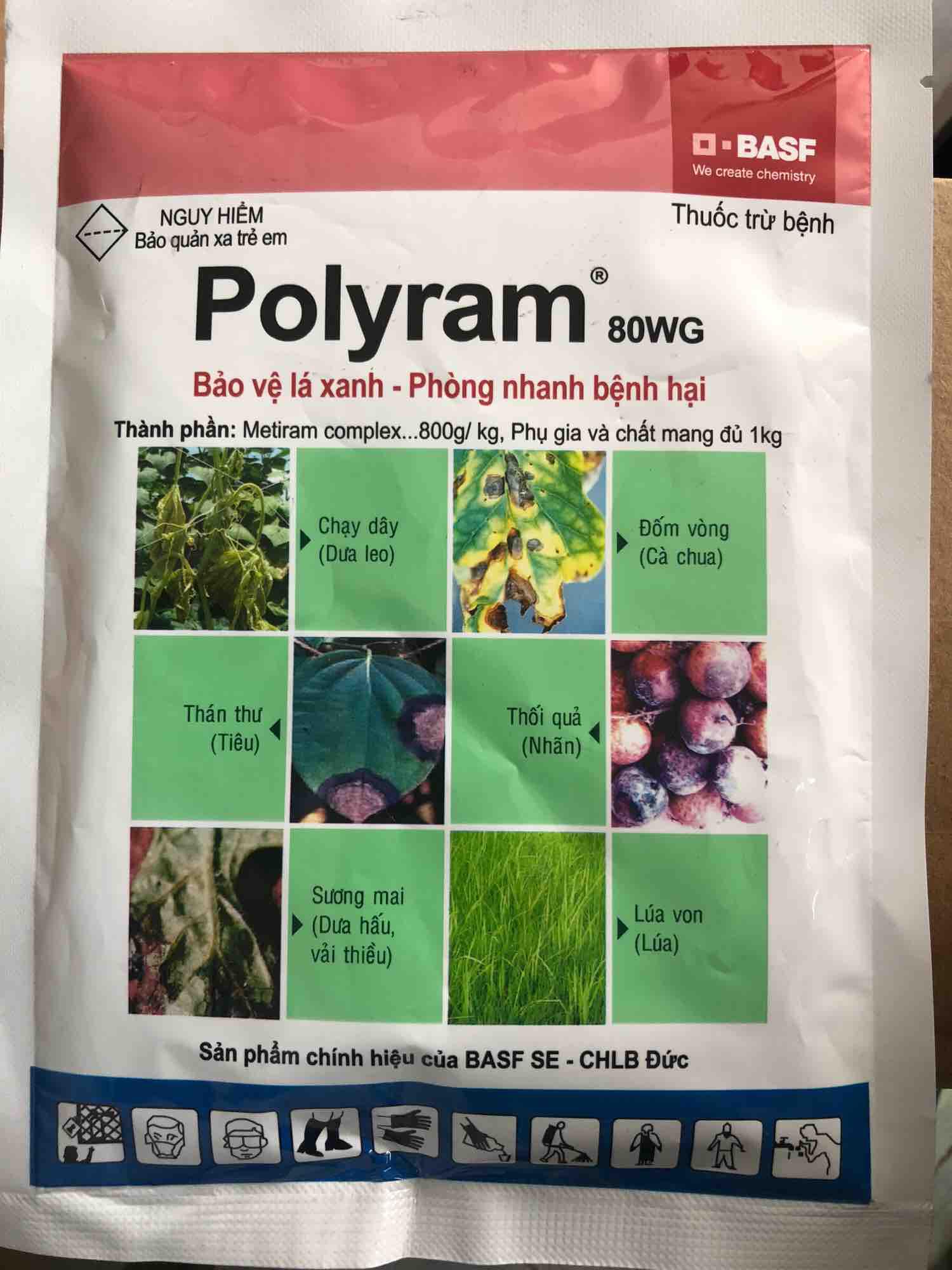 Thuốc trừ bệnh thán thư dâu tây, tiêu, sương mai cà chua polyram 80wg