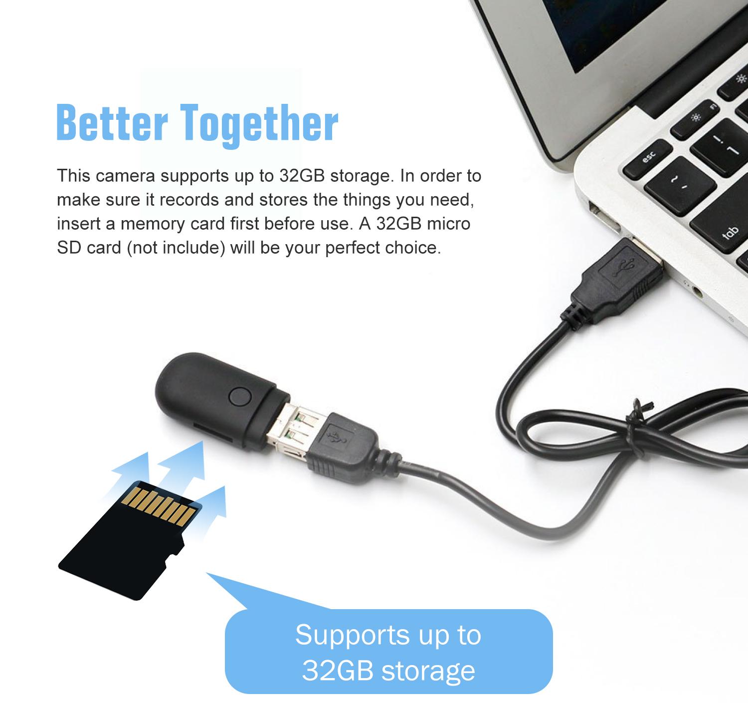 Camera Mini Elitek Hình USB Bầu Dục ECH-5450+ Thẻ Nhớ 8GB
