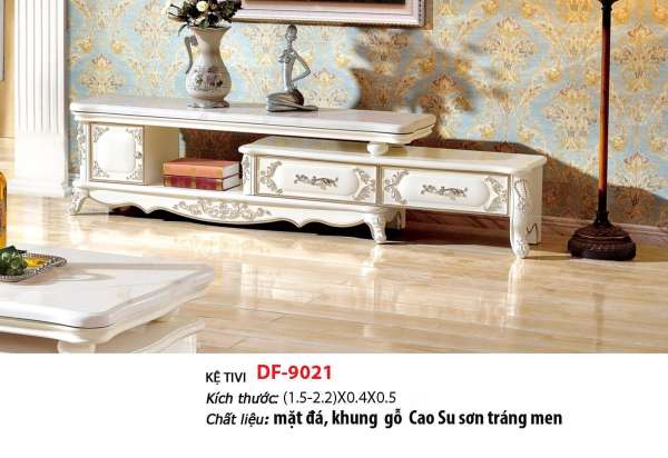 Kệ tivi cổ điển mặt đá nhập khẩu Mina Furniture MN-DF9021-22 (1500-2200)*400*400