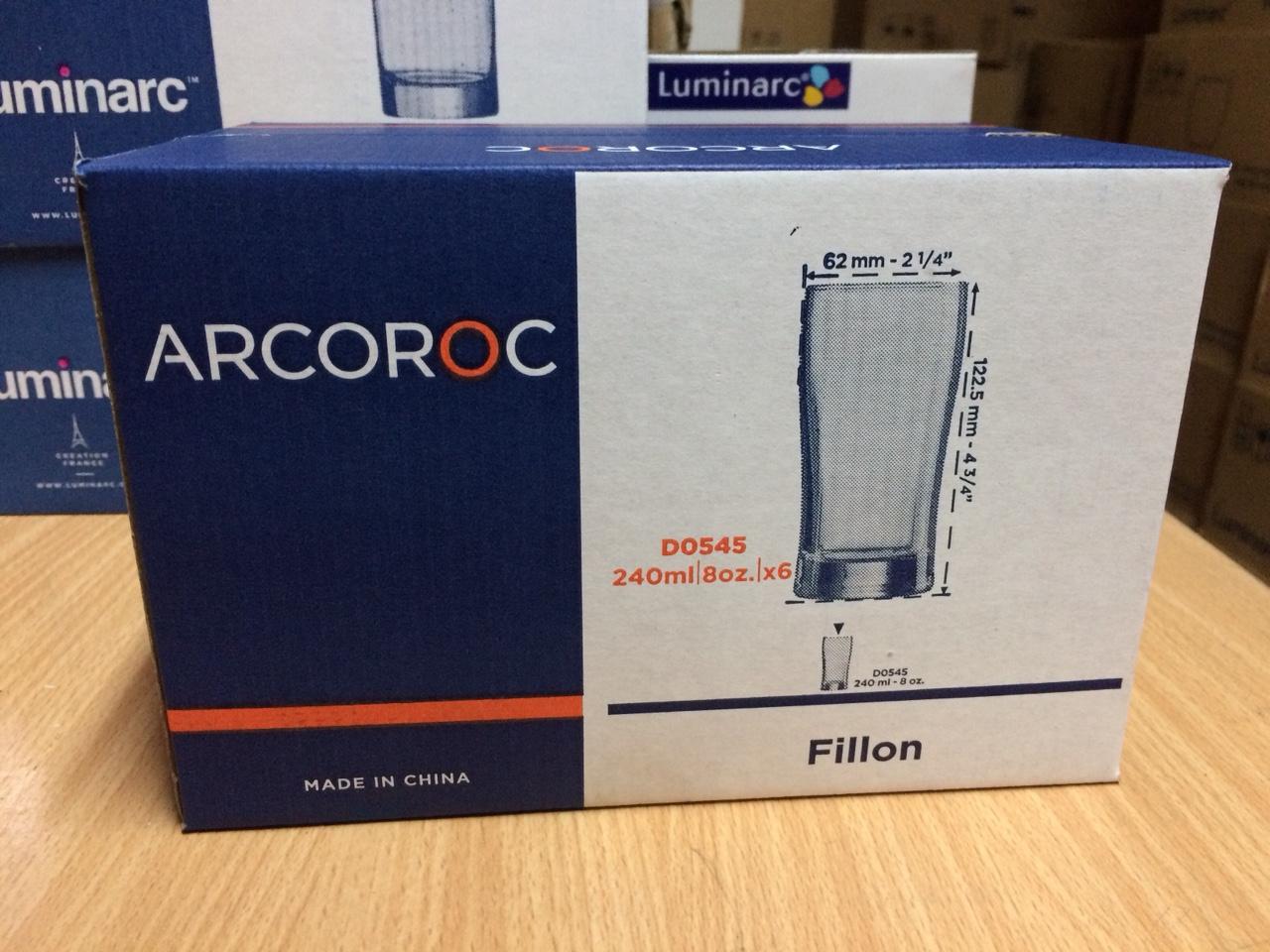 Combo 12 ly thủy tinh cao Luminarc Fillon 240ml D0545