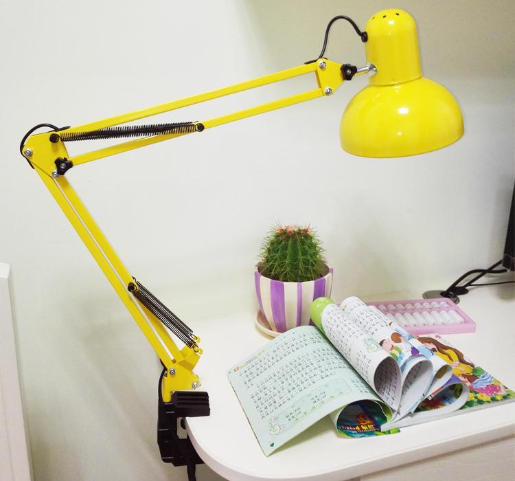 Đèn kẹp bàn kỹ thuật Pixar màu bạc nhũ (Chao lớn, thân dài 90cm) - Tặng kèm bóng LED