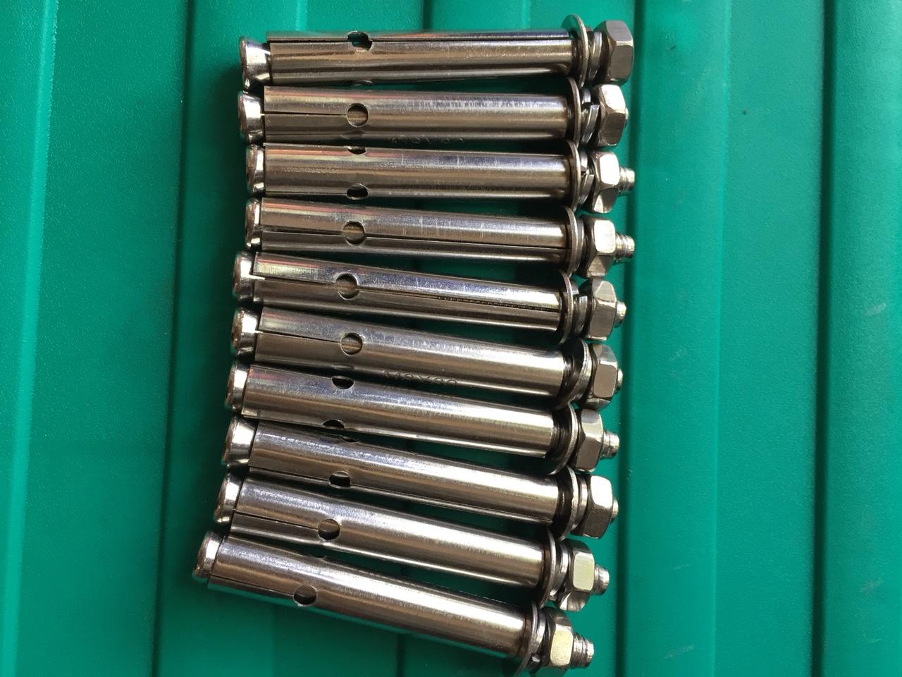 Nở inox, tắc kê inox M8x80, nở sắt inox,  bộ 10 cái nở đinh inox