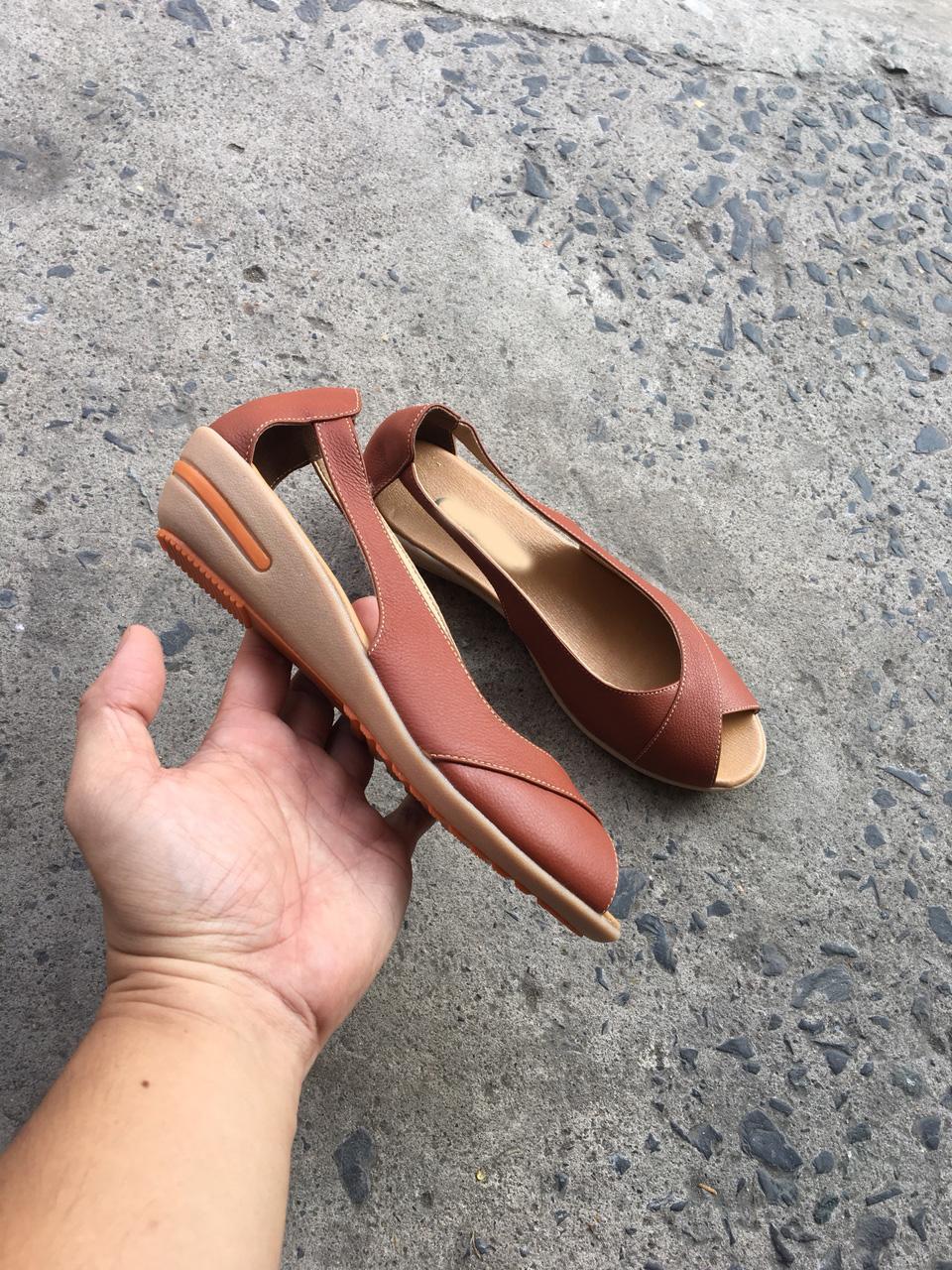 Sandal đế xuồng 3 phân quai chéo (Đỏ đất)
