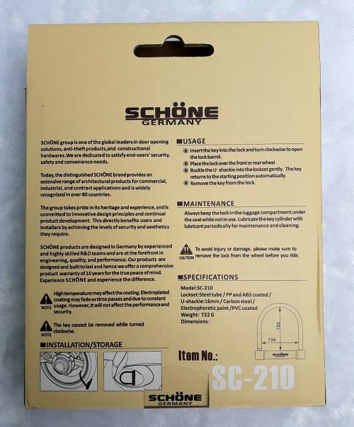 Khóa SCHONE SC-210 chữ U xe máy cao cấp ( Germany )
