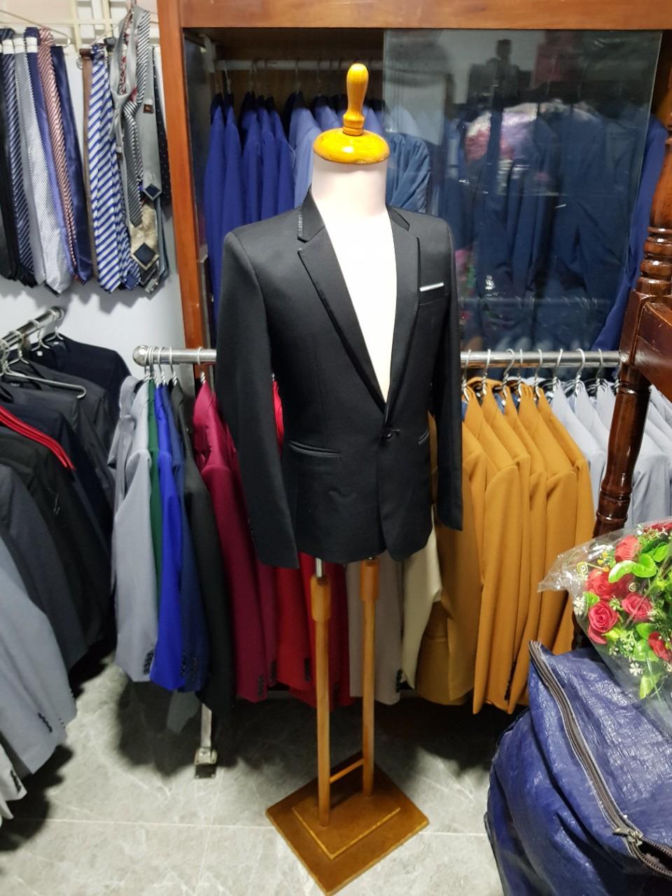 Bộ Vest Nam Màu Đen Kiểu 1 Nút Form Ôm Body