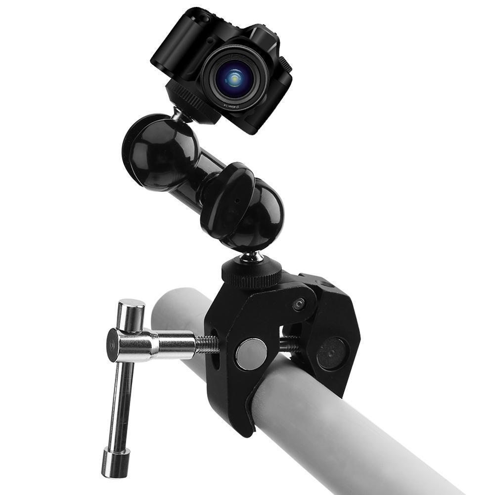 360° Rotation Double Ball Head Magic Arm Mount+Super Clamp Crab Clip for Camera