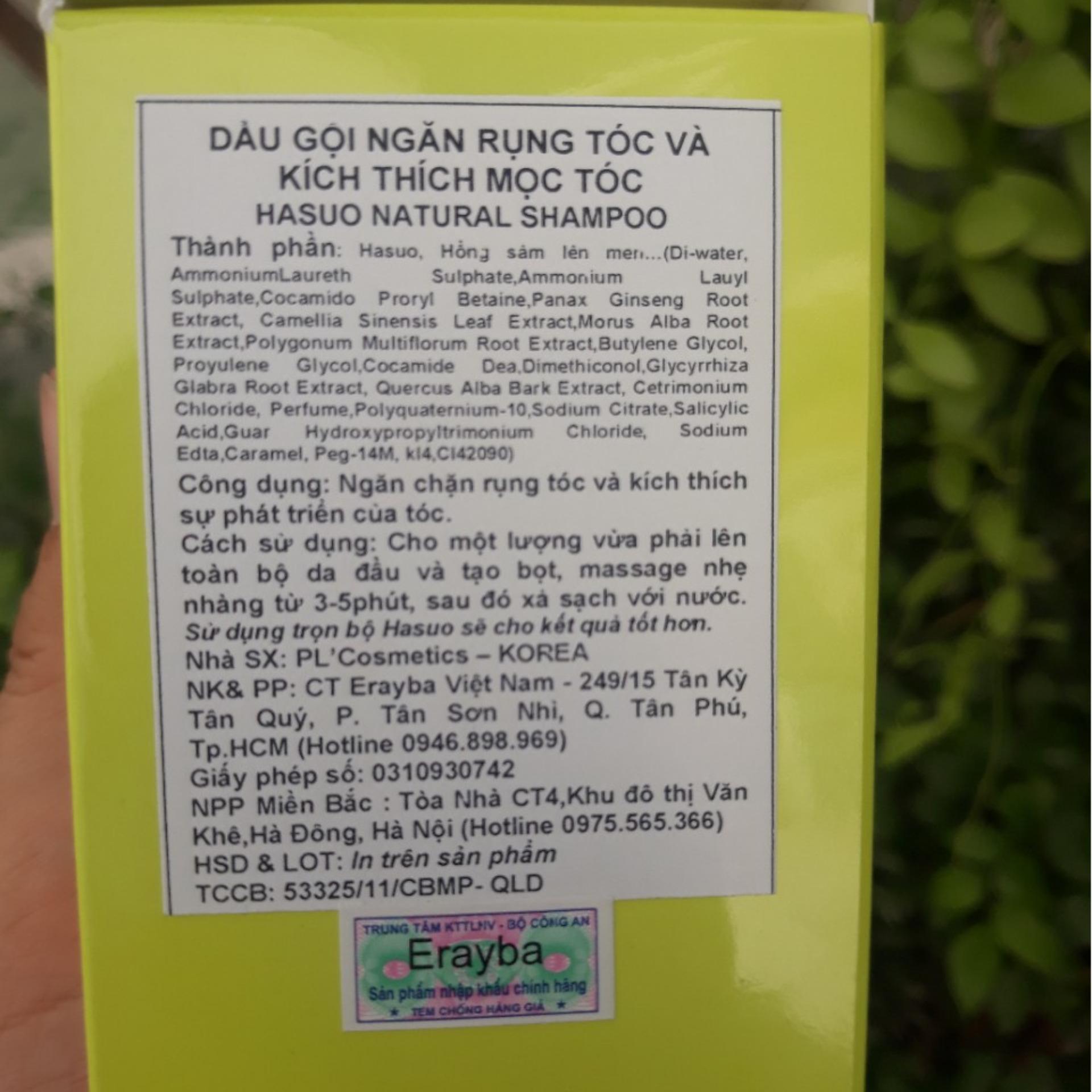 [HCM]DẦU GỘI CHỐNG RỤNG TÓC VÀ KÍCH THÍCH MỌC TÓC HASUO 300ml