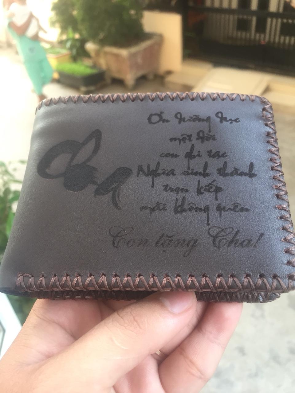 [HCM]Ví Da Bò 100% Khắc Thư Pháp Tình Cha