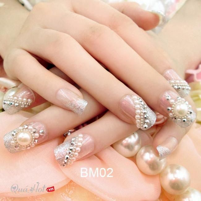 Hạt trai gắn nail tròn màu trắng nhiều size