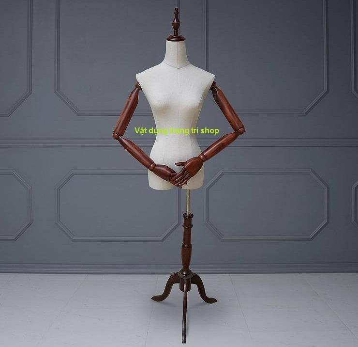 Manocanh tay gỗ thật màu gỗ nâu