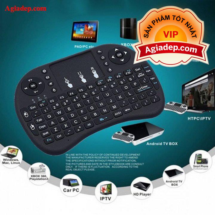 Bàn phím mini wireless kiêm chuột i8 Loại tốt có pin Lithium - AGD