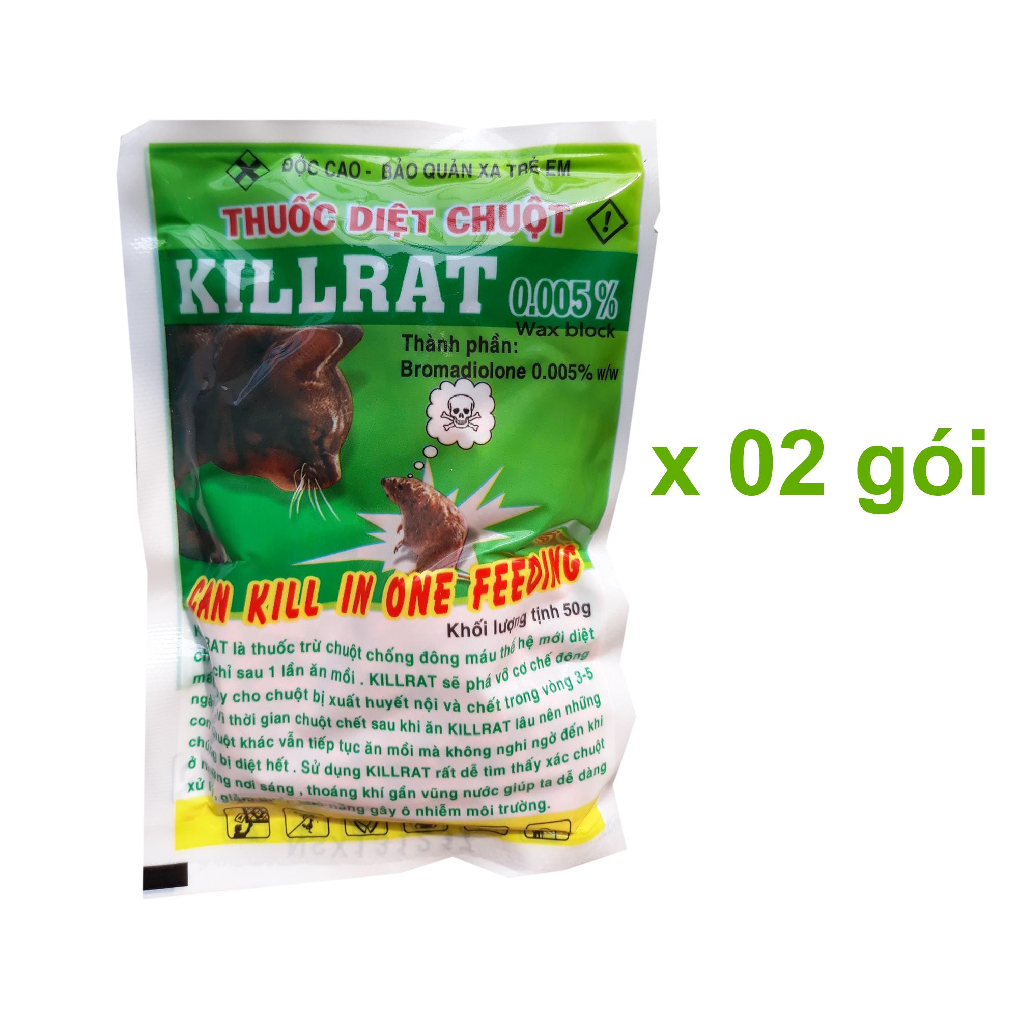 THUỐC DIỆT CHUỘT KILLRAT 0.005% - (2 gói x 50g)