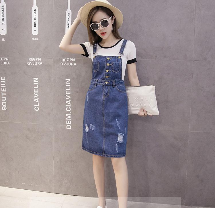 Đầm yếm JEANS ôm body ko kèm nịt phụ kiện NGOCTRAN SHOP -NT1071