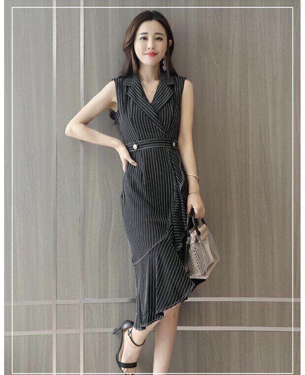 [HCM]Đầm sát nách cổ vest đuôi cá