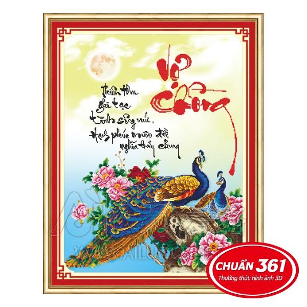 [HCM]Tranh thêu chữ thập 3d Vợ chồng thiên thu ghi tạc tình sông núi hạnh phúc muôn đời nghĩa thủy chung <53361 > chưa thêu