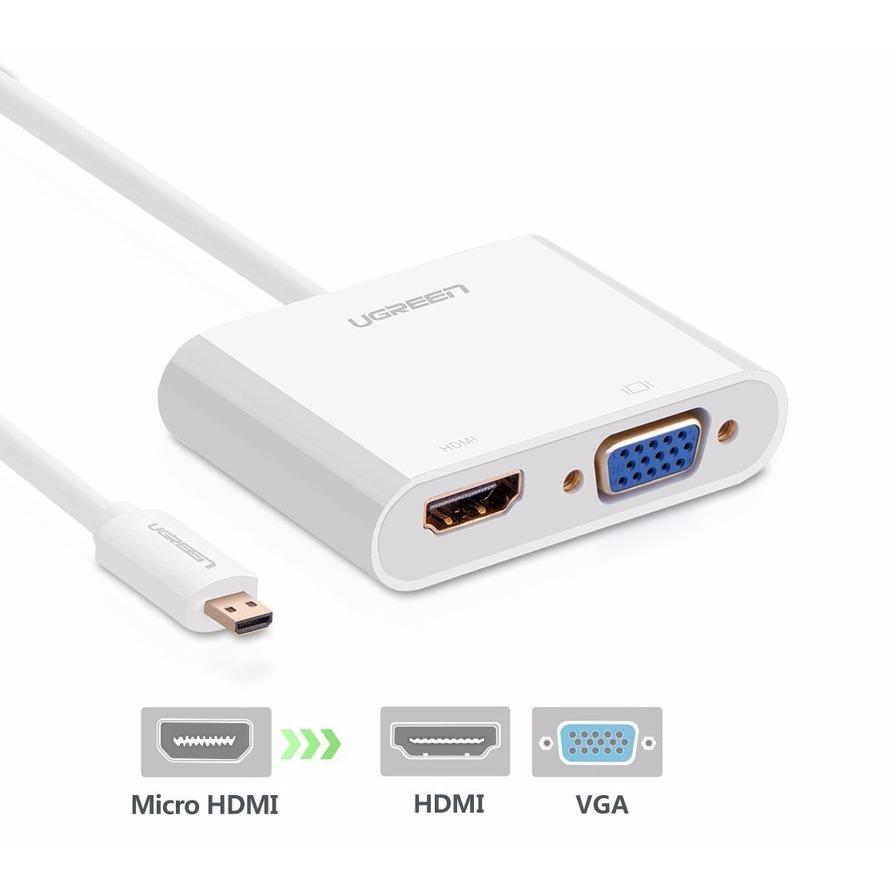 Cáp Micro HDMI to VGA + HDMI chính hãng Ugreen 30354