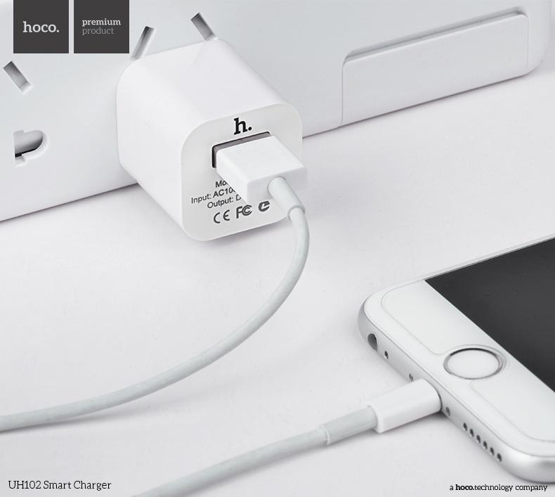 Củ sạc 1A Hoco UH102, cóc sạc dùng cho iPhone, iPad, Android - Chính hãng