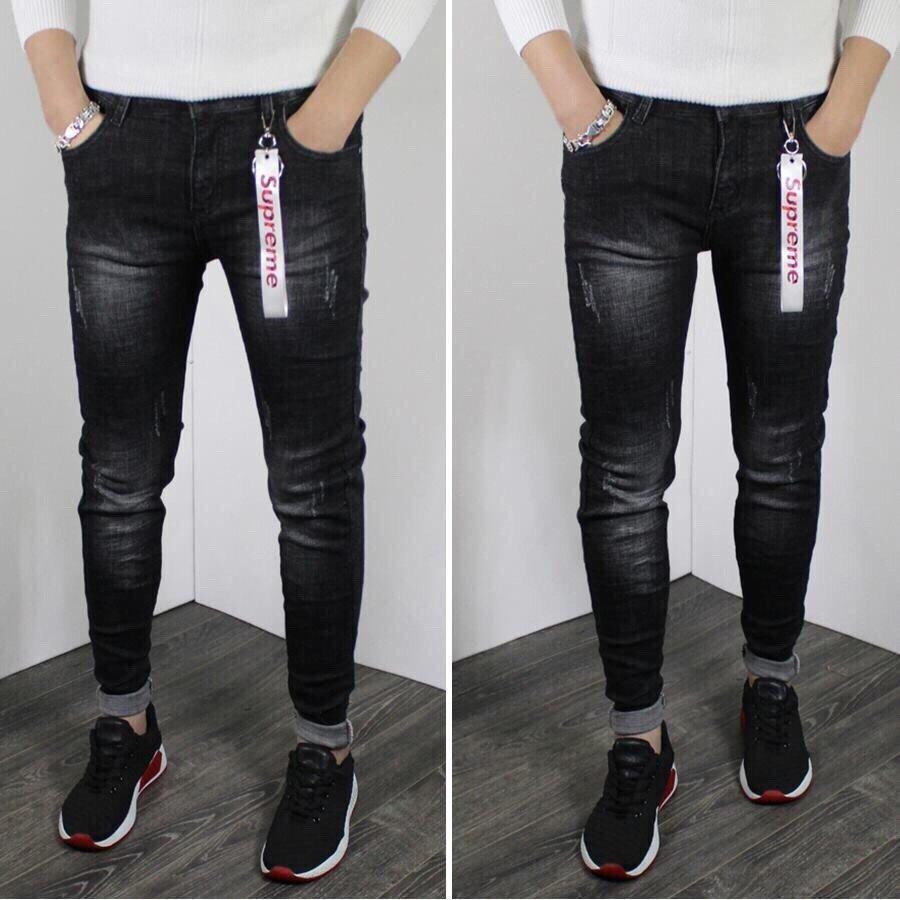 QUẦN JEAN NAM  ĐEN XANH WASH MỜ CO GIÃN DÁNG ÔM NHẸ BODY ỐNG CÔN NEW FASHION 26-310