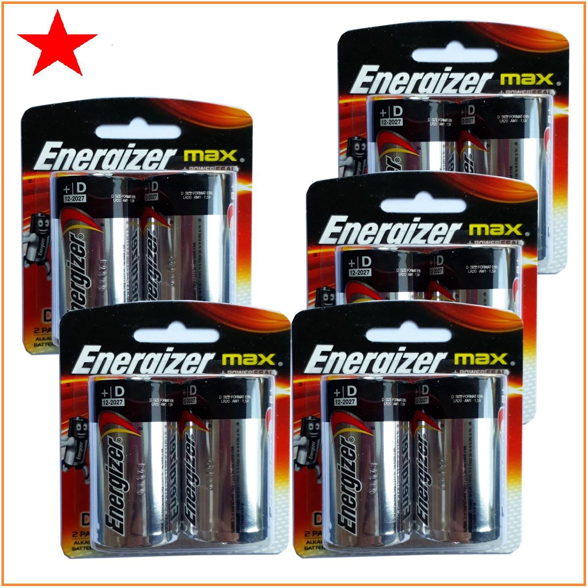 Combo 5 vỉ pin đại D LR20 Energizer Alkaline chính hãng (1 vỉ 2 viên)