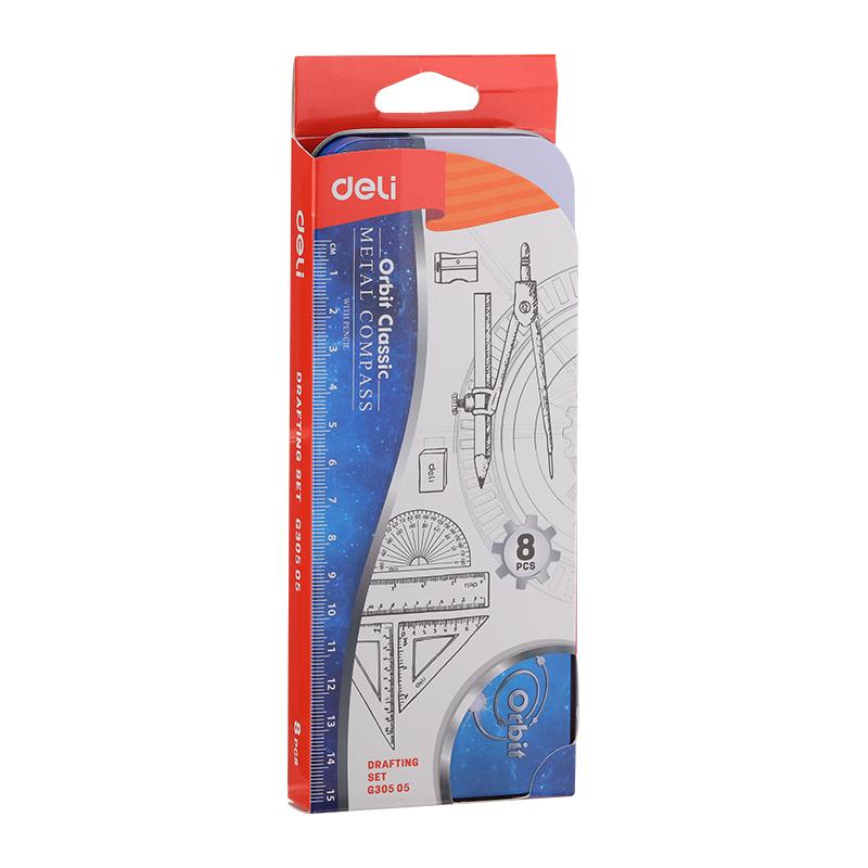 Bộ compa, thước kẻ Deli G30505 - 8 món