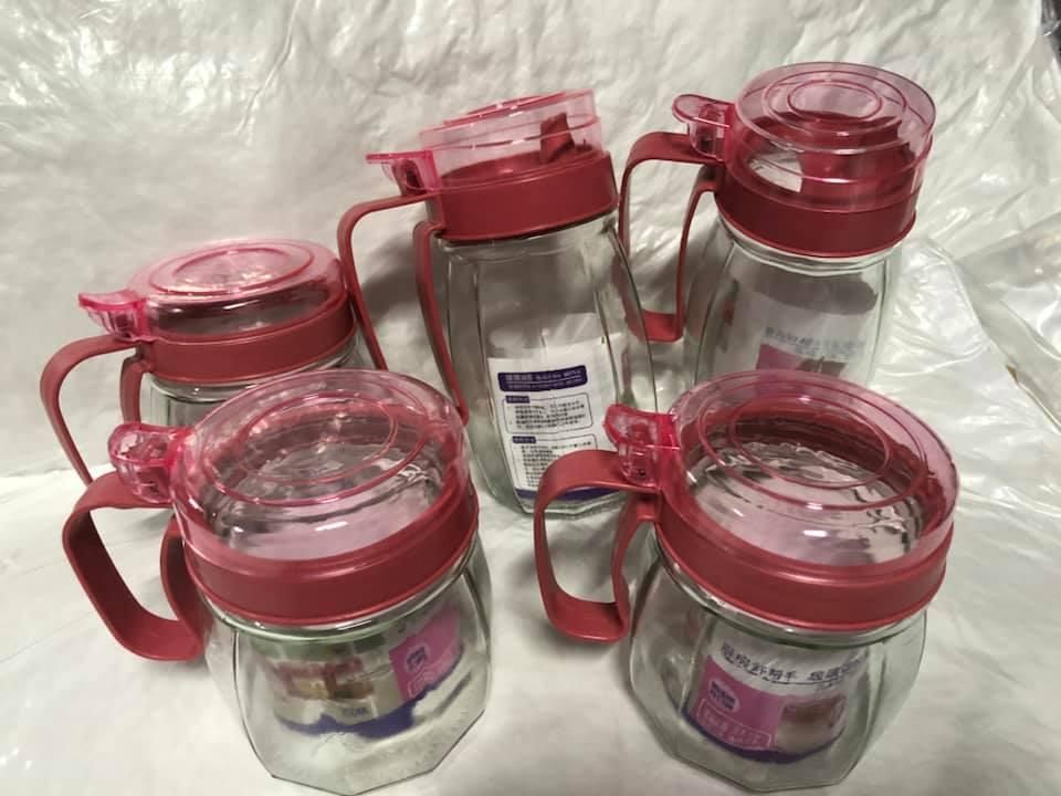 Set 5 Hũ Thủy Tinh Có Tay Cầm  Xuất  Nhật