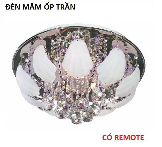 Đèn mâm trang trí ốp trần đổi màu NC 7604 A led (Trắng bạc)