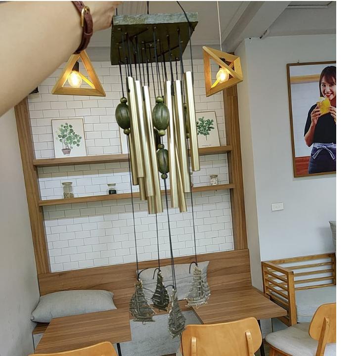 Lucky feng shui wind chimes in the wind