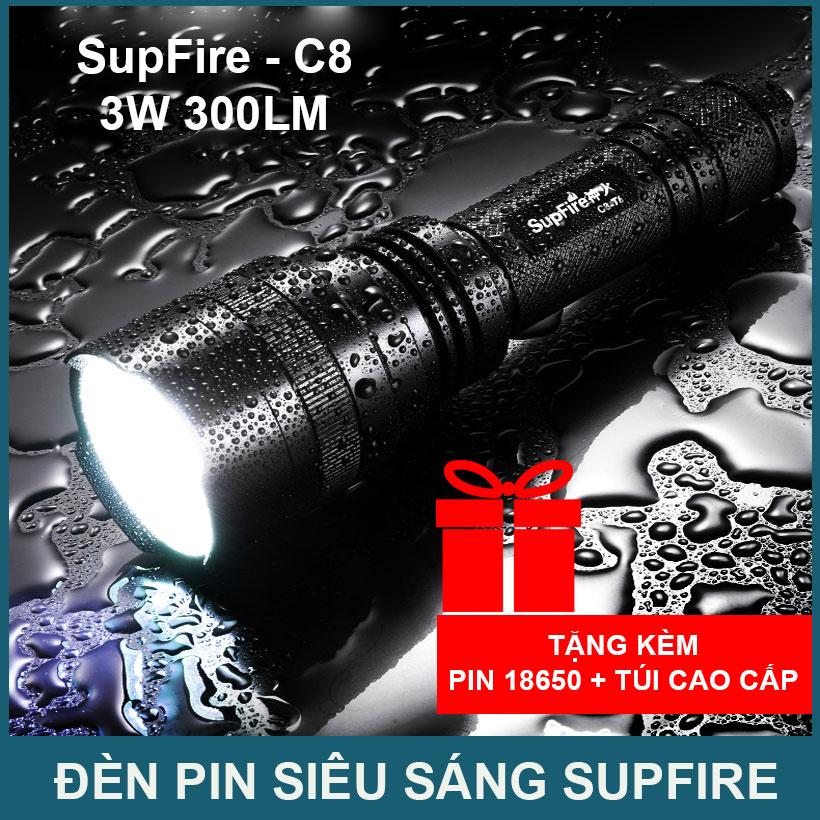 [HCM]Đèn pin led siêu sáng cao cấp SupFire C8