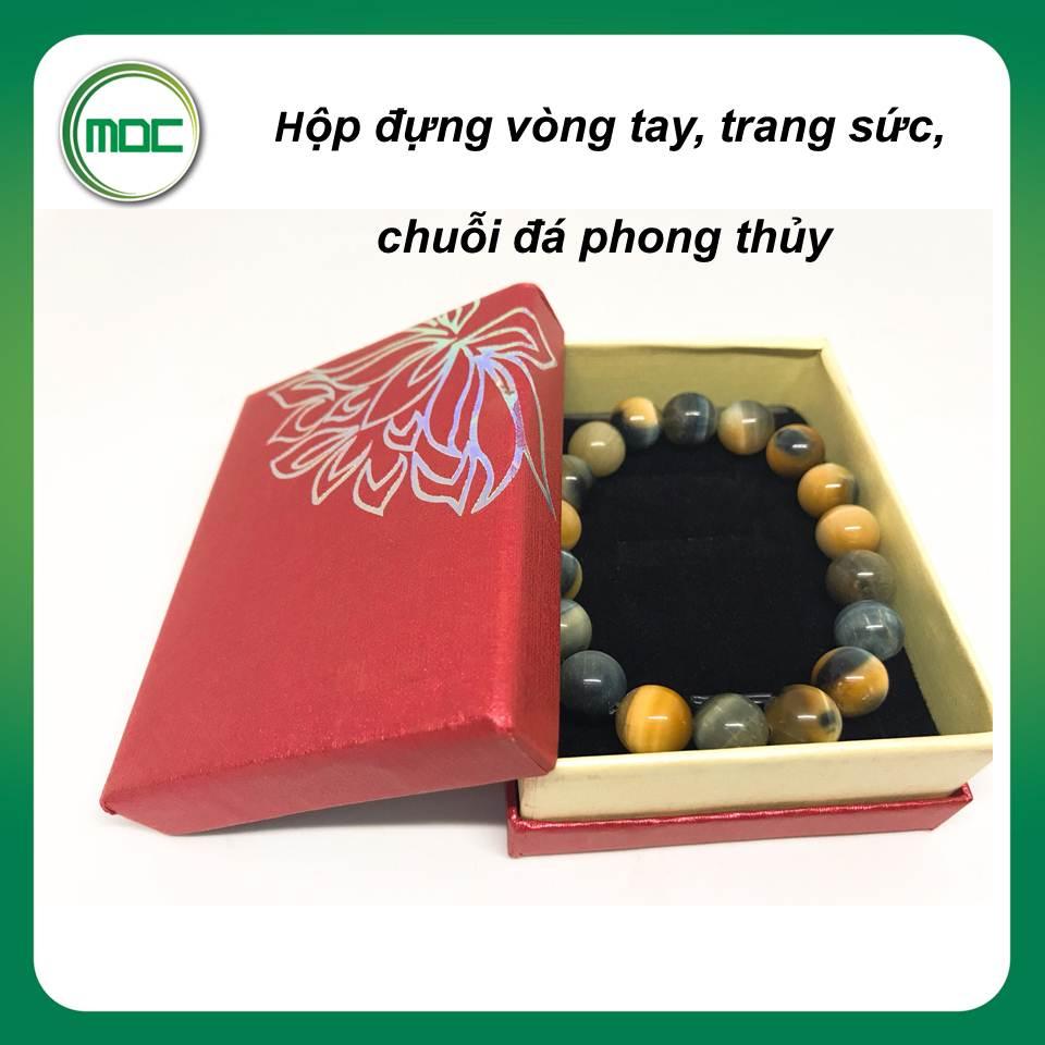 [HCM]Mộc - Hộp chữ nhật in hình hoa sen đựng vòng tay đựng chuỗi đá phong thủy size 9x6.5x3cm