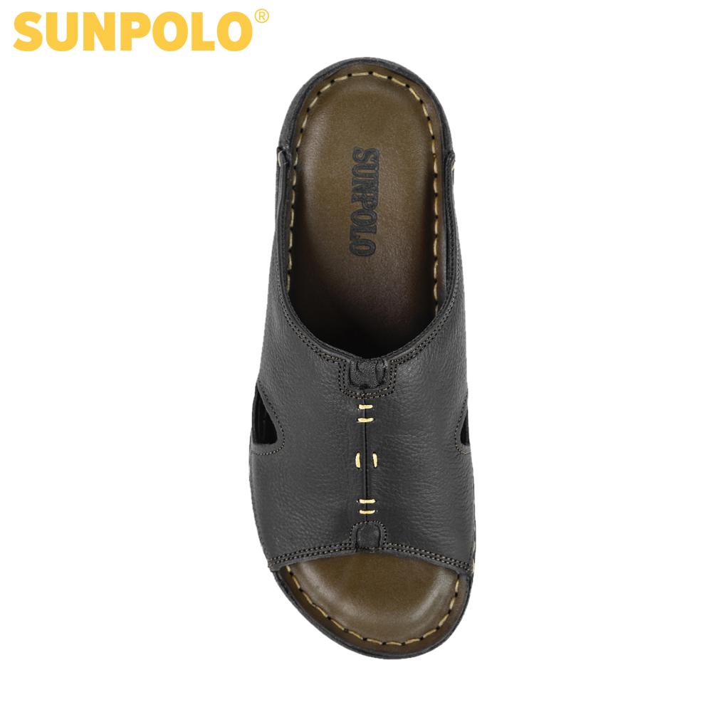 Dép Quai Ngang Nam Da Bò SUNPOLO DQN012 (Đen, Nâu)
