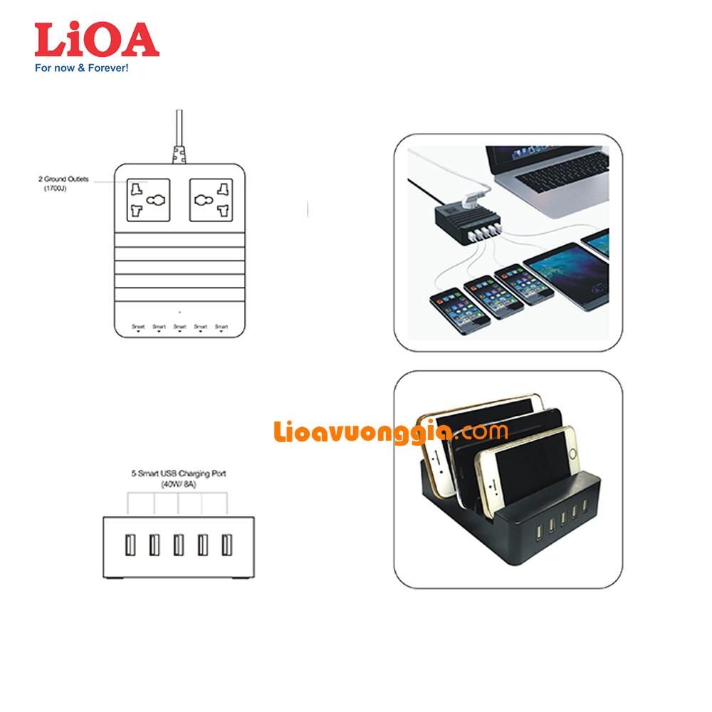 Trạm sạc thông minh LiOA LV2D22N5USB
