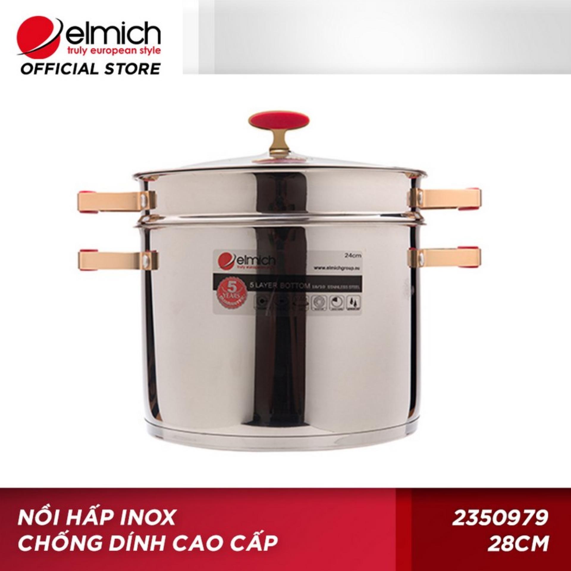 Nồi hấp inox 304 chống dính cao cấp, đáy từ Elmich Red Velvet-2350979 28cm (Xám)