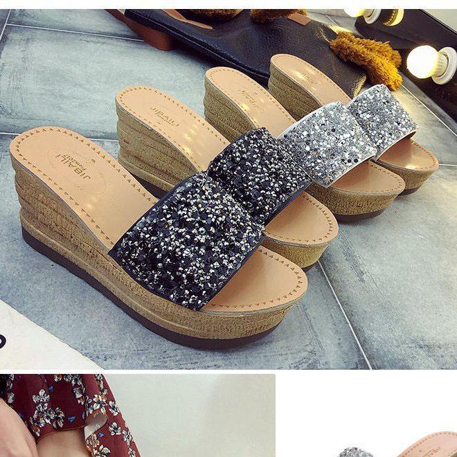 Dép đính đá độn đế cao cấp
