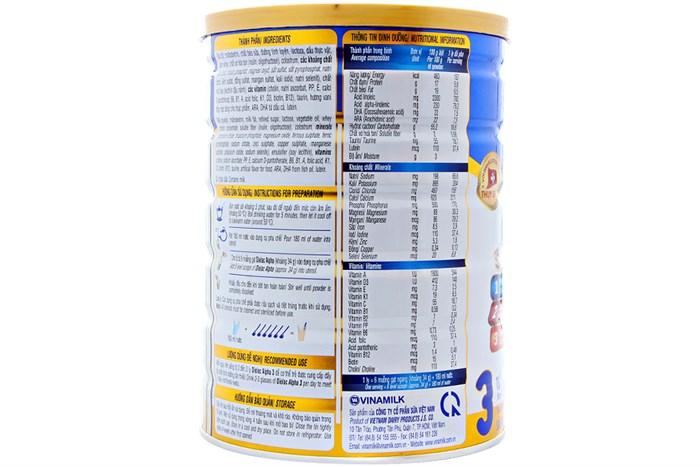 Sữa bột Vinamilk Dielac Alpha 3 900g (hộp thiếc)