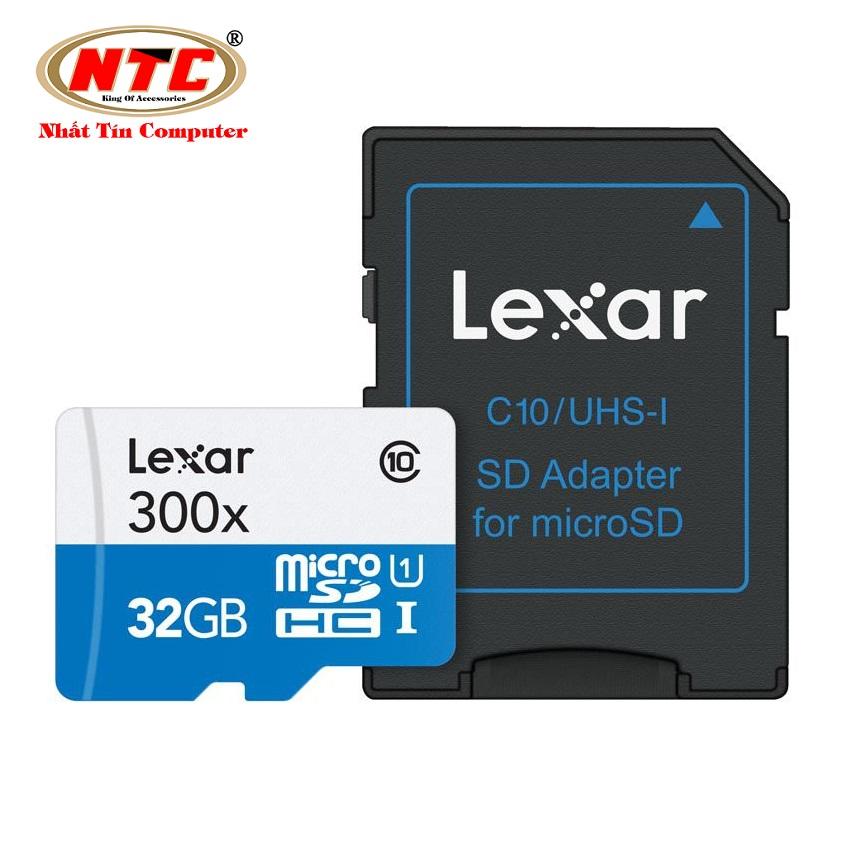 [KHÔNG BOX] Thẻ nhớ MicroSDHC Lexar 32GB Class 10 300x 45Mb/s (trắng xanh) Nhất Tín Computer