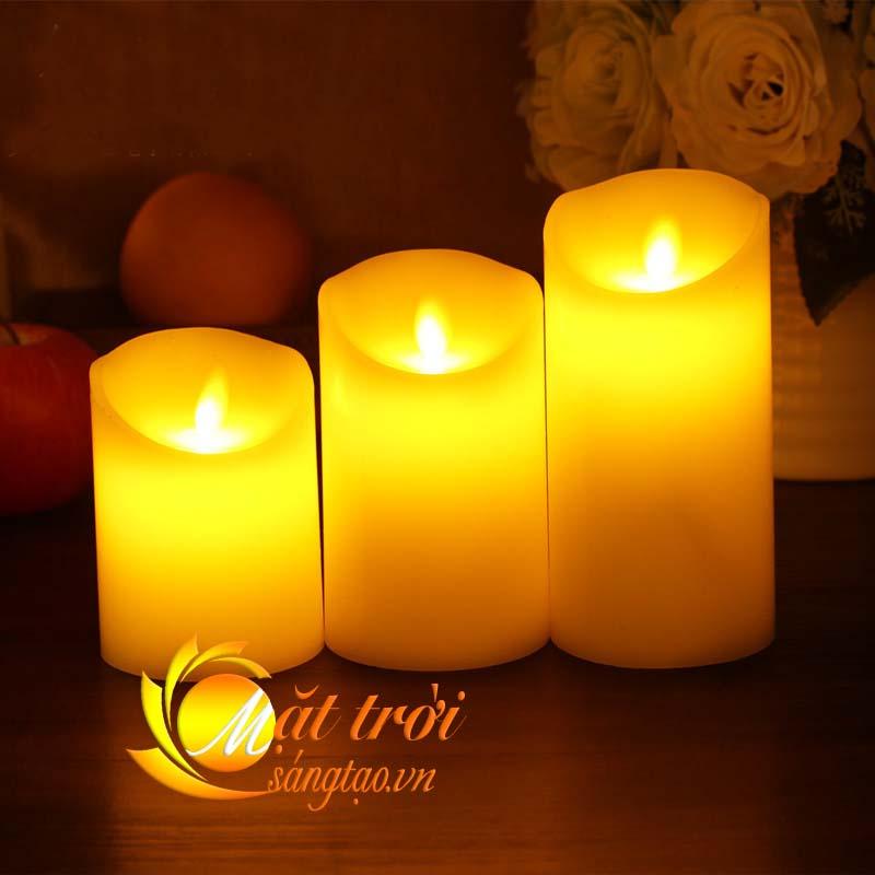 Nến điện tử sinh động cao cấp vỏ sáp thật 12,5cm