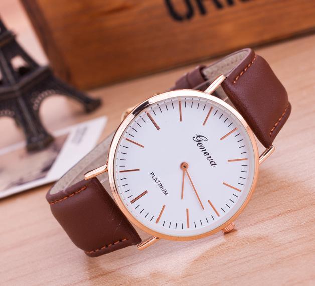 [HCM]Đồng hồ nữ dây da Gieneva A5119 (Nâu)