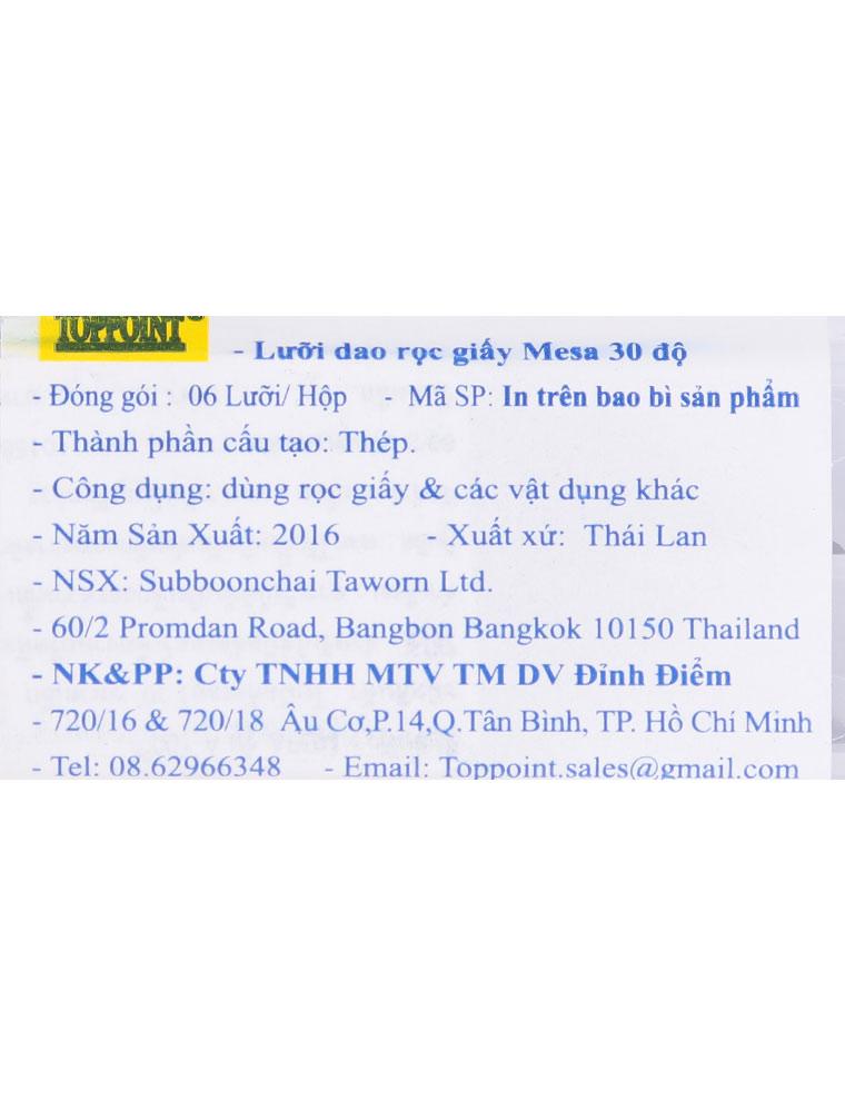 Lưỡi Dao Rọc Giấy Mesa Toppoint A-100 30ᵒ
