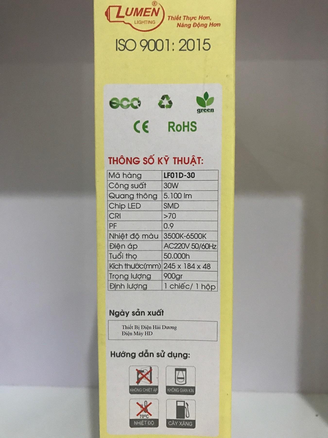Đèn Pha Led Lumen LF01D-30 dùng Hạt Led 30W - BH 3 năm