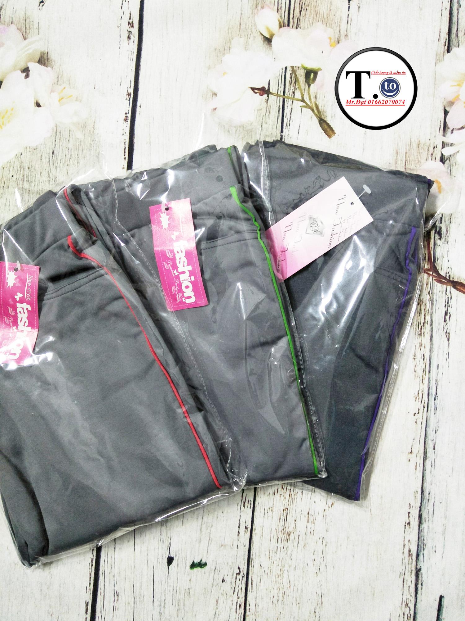 [HCM]Quần thun nữ - legging màu XáM (Ôm bodyquần màu Xám viền sọc màu Đỏ - Xanh lá - Tím -Trắng)