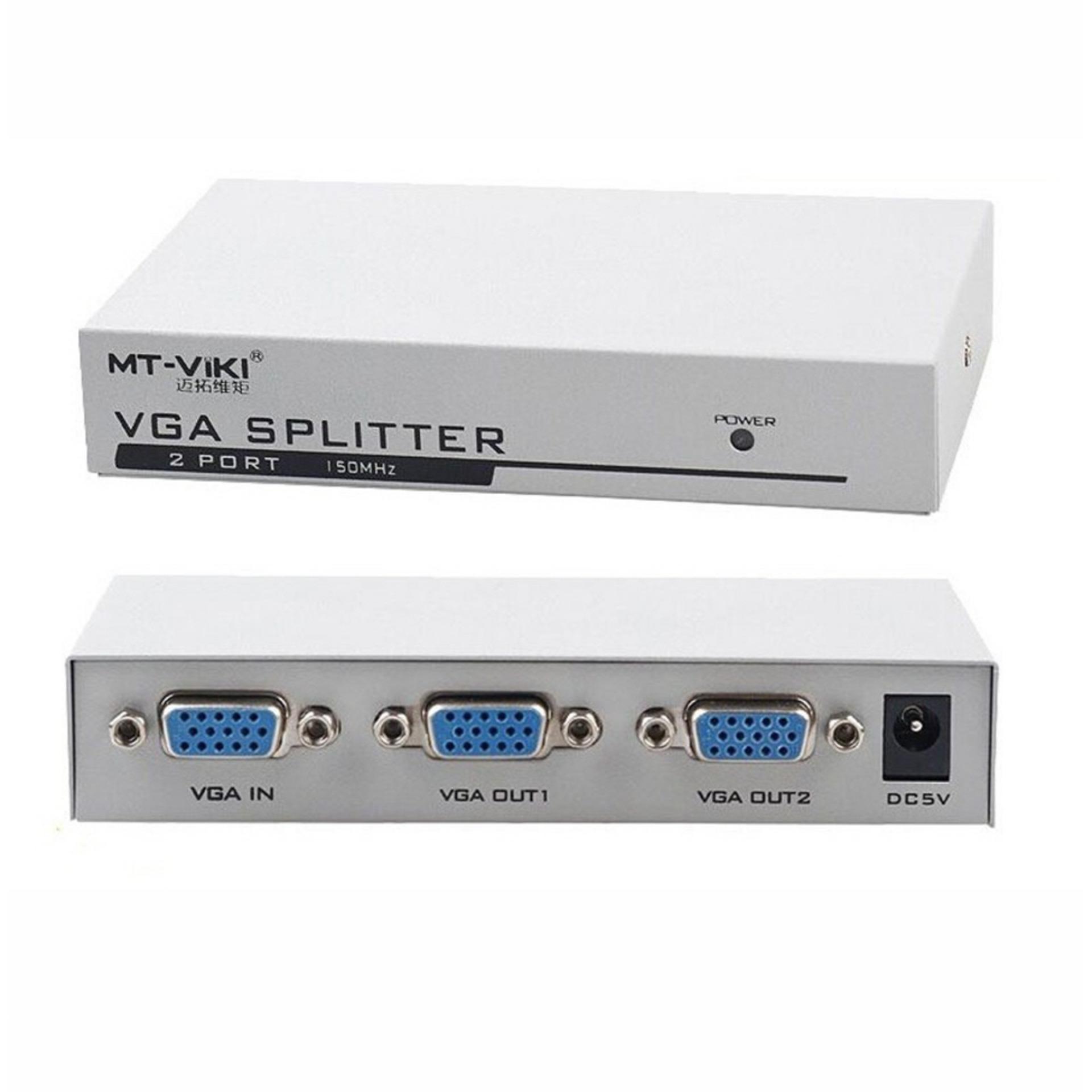 Bộ chia màn hinh VGA splitter 1 ra 2 (Trắng xám)