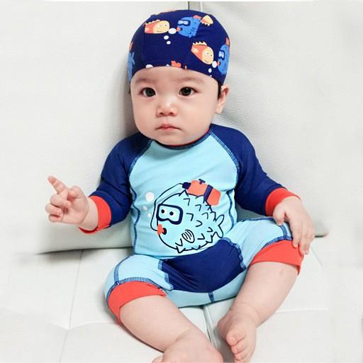 [HCM]ĐỒ BƠI BÉ TRAI LIỀN THÂN ĐÁNG YÊU KÈM NÓN