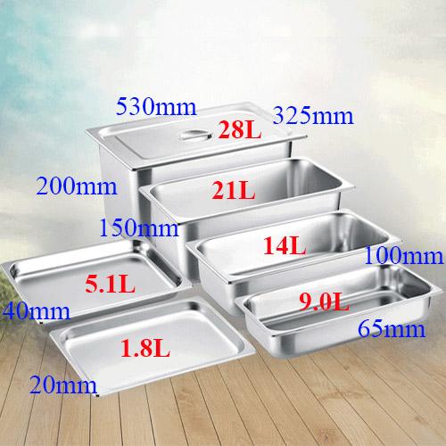 Khay inox GN 1/1x200 dung tích lớn nhất đựng thức ăn-trộn bột-salad