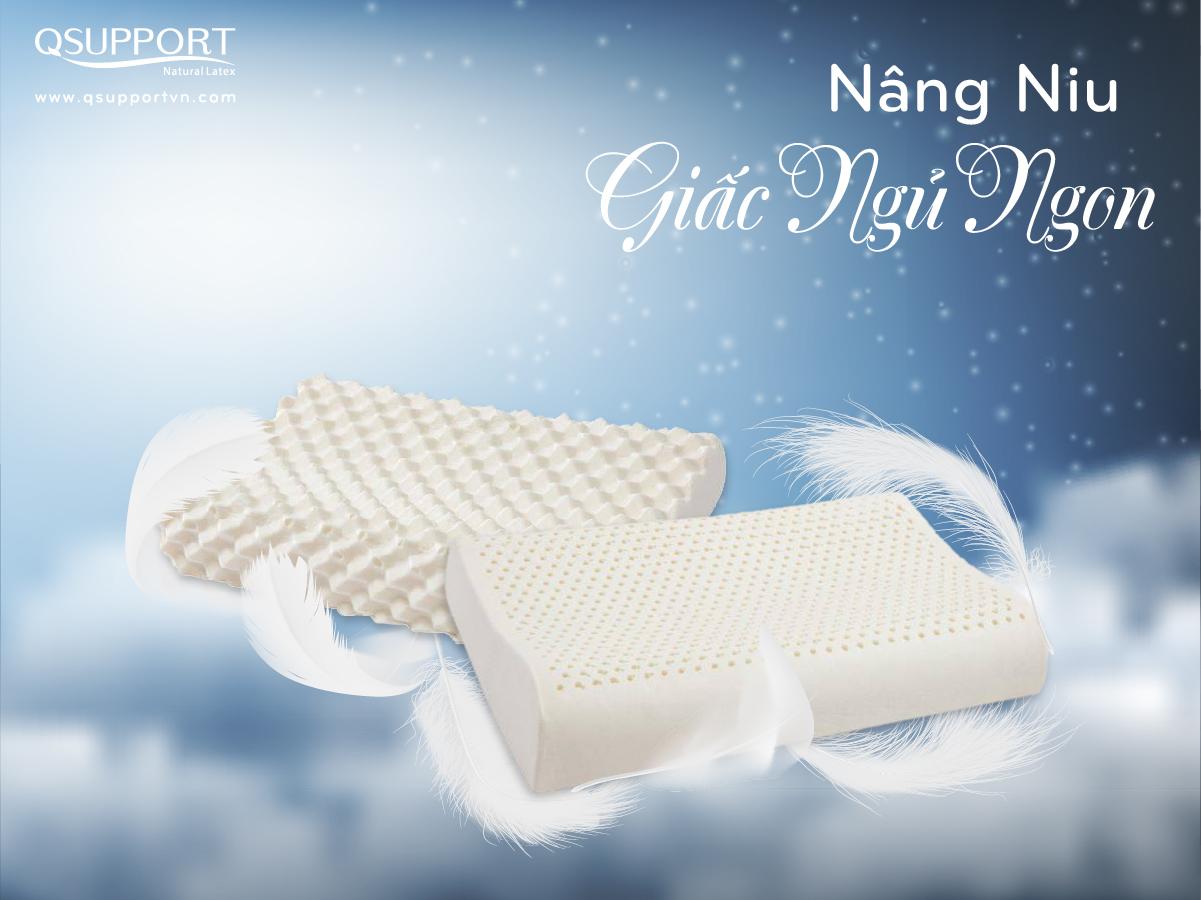 Gối cao su thiên nhiên hồng ngoại xa QSupport - Q0074G0 - kiểu dáng gợn sóng/ 60*40*10/12CM