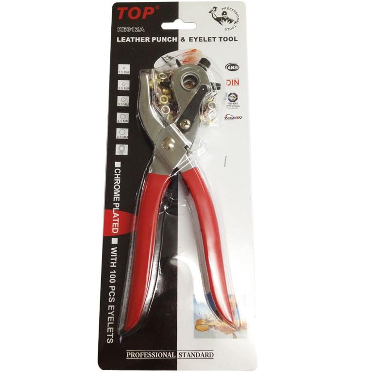 Kìm bấm lỗ dây nịt có kèm đinh - TOP K6012A
