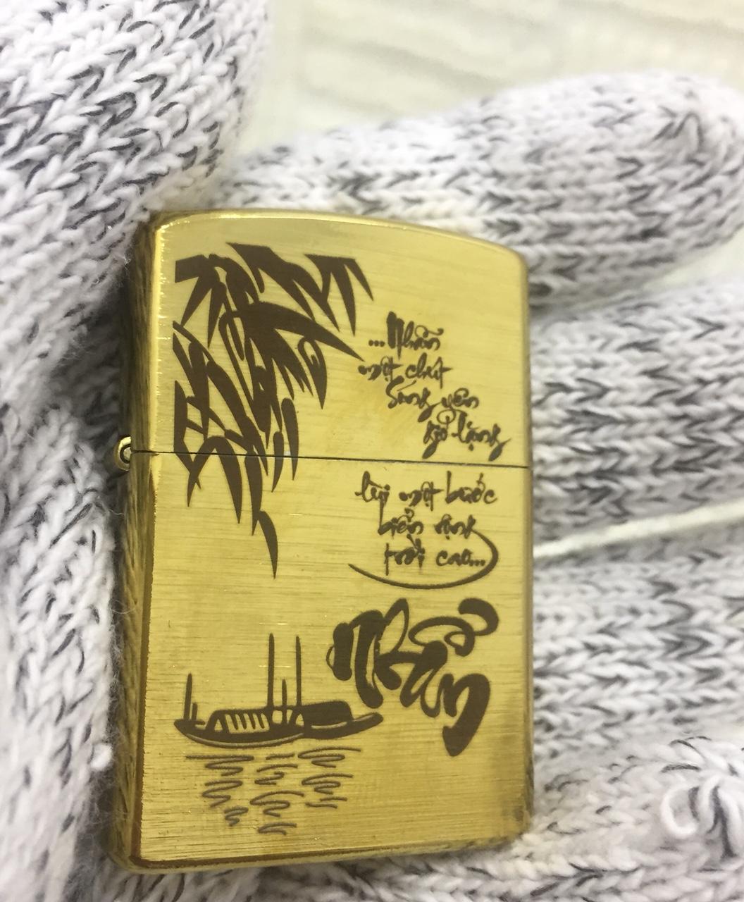 [HCM]Bật Lửa Zippo USA Khắc Chữ Nhẫn - Ruột Vàng