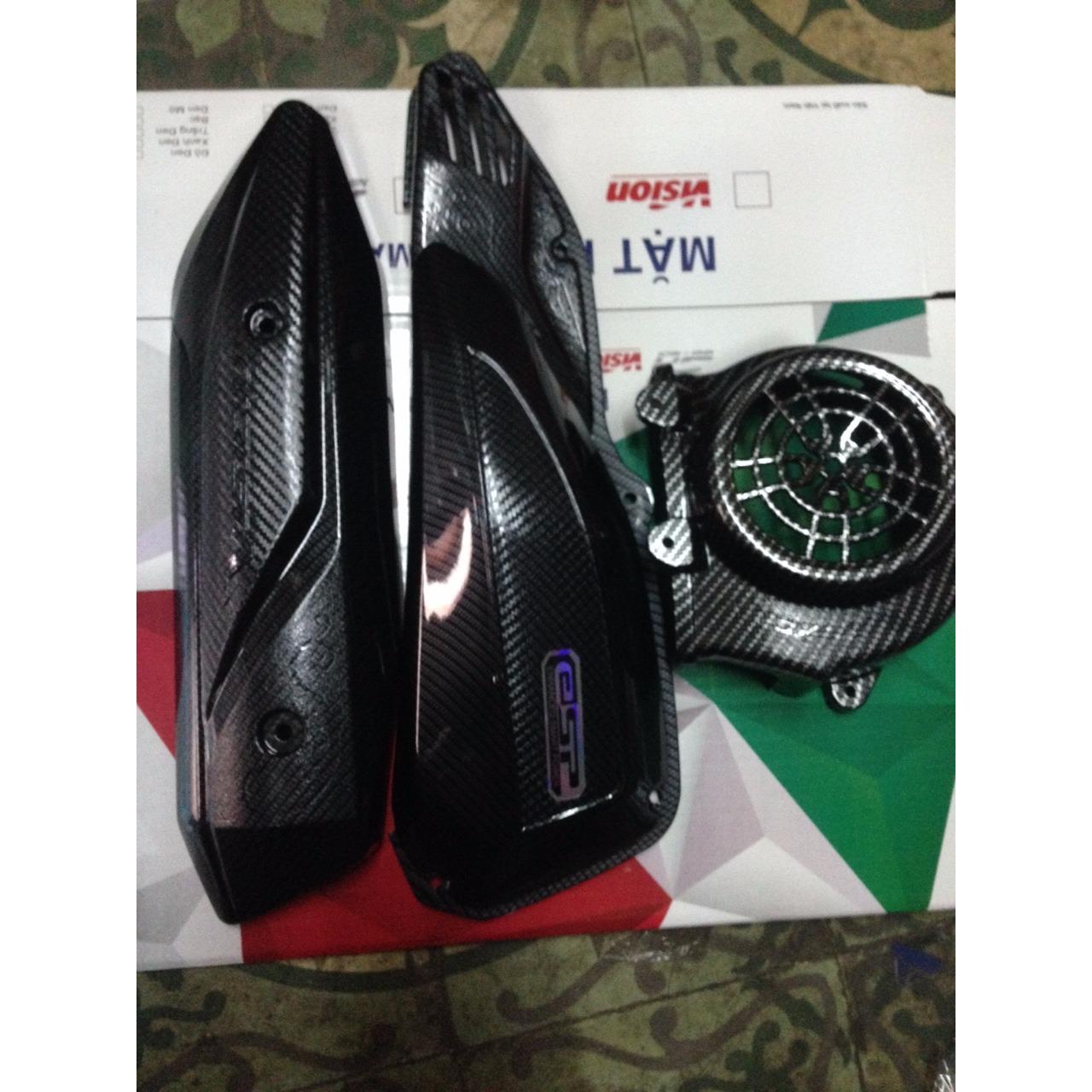 Combo 3 món Che Pô + Bầu e + Quạt gió Cacbon cho xe Honda Vision 2014 - 2019