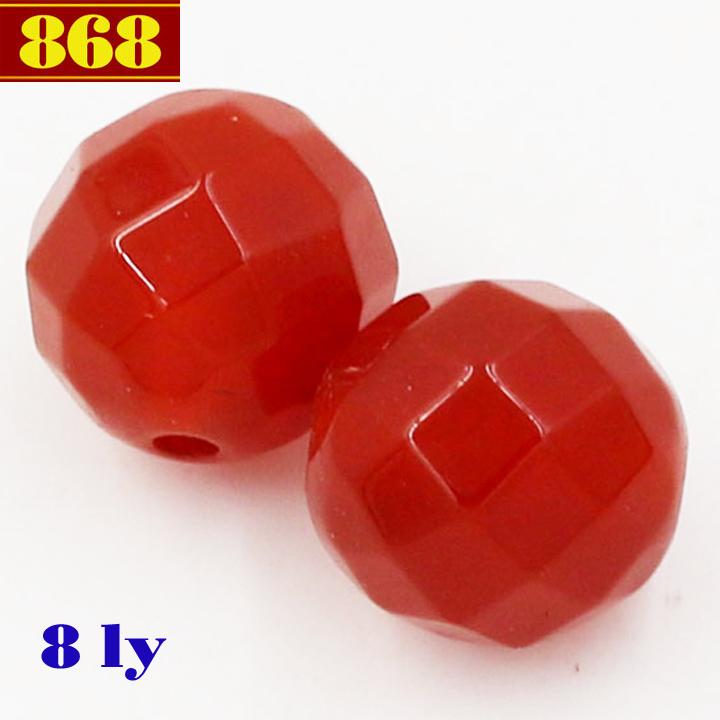 Combo 10 hạt chuỗi đá thạch anh đỏ cắt giác 8 ly